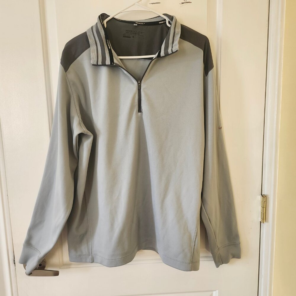Nike Golf Pullover Tour Performance Mens XL Gray Color block Quarter Zip Sweater